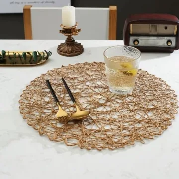 IcosaMro Brown Round Woven Placemats Set for Events