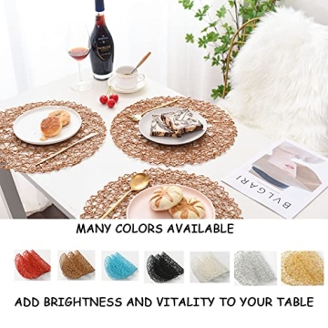 IcosaMro Brown Round Woven Placemats Set for Events