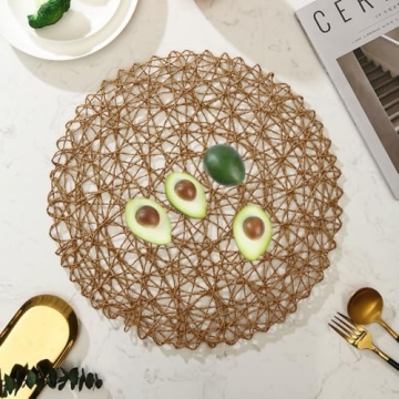 IcosaMro Brown Round Woven Placemats Set for Events