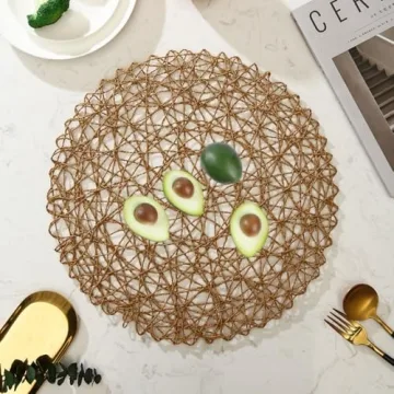 IcosaMro Brown Round Woven Placemats Set for Events