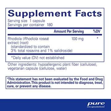 Pure Encapsulations Rhodiola Rosea - for Occasional Stress, Endurance & Fatigue Relief* - with Adapt...