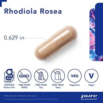 Pure Encapsulations Rhodiola Rosea - for Occasional Stress, Endurance & Fatigue Relief* - with Adaptogens - Gluten Free & Vegan - 180 Capsules