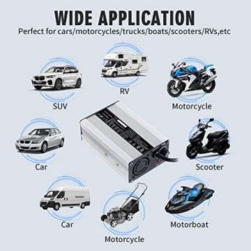48V/58.4V 8A LiFePO4 Lithium Battery Smart Charger 110V 120V 500W for 16S 48V Lithium Iron Phosphate Charger with Clamps Cooling Fan or Automotive Car RV Lawn Mower Golf Cart