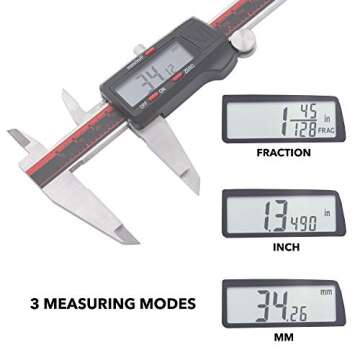 VINCA Digital Caliper DCLA-0805: Precision Measurement, Stainless Steel, Large LCD