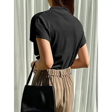 SweatyRocks Women's Mock Neck Ruched Tee - Fashion & Comfort