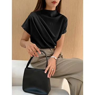 SweatyRocks Women's Mock Neck Ruched Tee - Fashion & Comfort