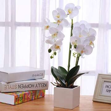 GXLMII Artificial Orchids Flowers with Vase for Table Centerpieces, Faux Orchid Orquideas Fake Real ...