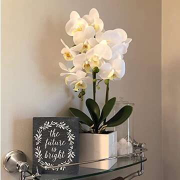 GXLMII Artificial Orchids Flowers with Vase for Table Centerpieces, Faux Orchid Orquideas Fake Real Touch Large Vivid Phalaenopsis White Plant Indoor Room Decoration