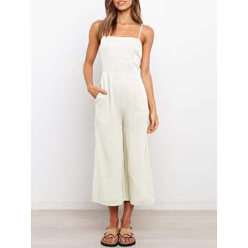 ANRABESS Women's Summer Sleeveless Spaghetti Strap Tie Back Dressy High Waist Wide Leg Jumpsuit Rompers with Pockets 534mibai-S