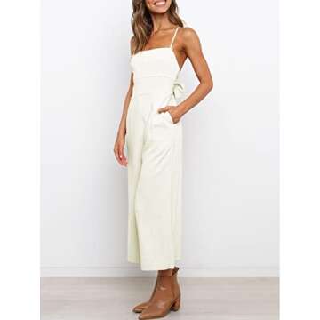 ANRABESS Women's Summer Sleeveless Spaghetti Strap Tie Back Dressy High Waist Wide Leg Jumpsuit Rompers with Pockets 534mibai-S