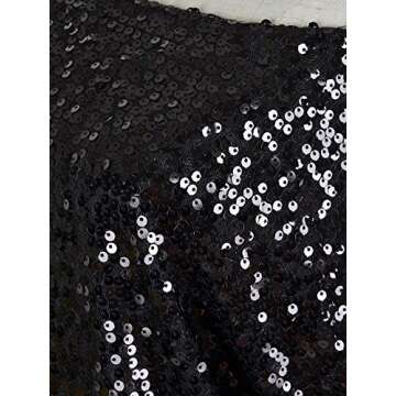 Anna-Kaci Womens Short Sleeve One Shoulder Sparkly Glitter Sequin Top Shirt Blouse, Black, X-Large