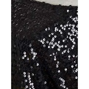 Anna-Kaci Womens Short Sleeve One Shoulder Sparkly Glitter Sequin Top Shirt Blouse, Black, X-Large