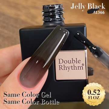 Double Rhythm Translucent Gel Polish Sheer Neutral Natural Light Milky Same Color Same Bottle 15ML Jelly Nail Polish Nail Art DIY at Home (Black-A1366)