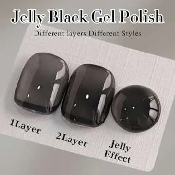 Double Rhythm Translucent Gel Polish Sheer Neutral Natural Light Milky Same Color Same Bottle 15ML Jelly Nail Polish Nail Art DIY at Home (Black-A1366)