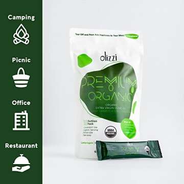 Olizzi Olive Oil Packets Premium Organic Extra Virgin, New Harvest, Award Winner, Early Harvest, Col...