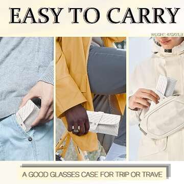 YUNAI 1PCS Leather Glasses Case Soft - Portable Woven Leather Protective Case for Sunglasses Reading Glasses, Travel Eyeglasses Case Pouch Bag for Women Men Unisex, White