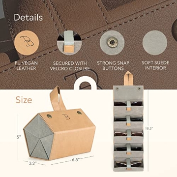 BOSHKU Sunglasses Organizer Case for Travel and Storage