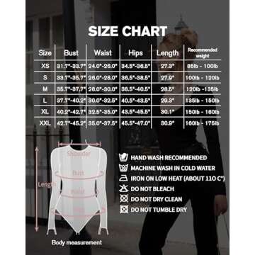 MANGOPOP Black Bodysuit Long Sleeve V Neck Body Suit for Women Tops