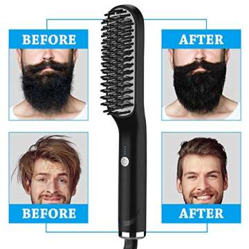 Beard Straightener Brush for Men - Portable Hair Styling