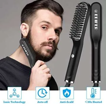 Beard Straightener Brush for Men - Portable Hair Styling