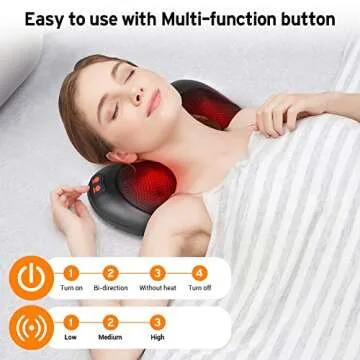AQSURE Back Massager, Back and Neck Massager Pillow with 8 Heated Rollers Kneading Massage, Heat Deep Tissue Kneading Massage for Full Body Muscle, Best Relaxation Gifts in Home, Office and Car