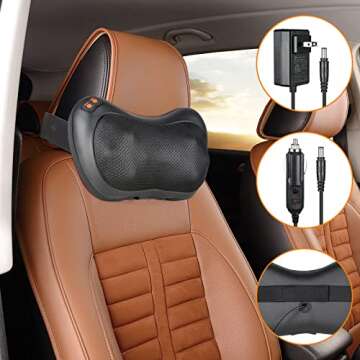 AQSURE Back Massager, Back and Neck Massager Pillow with 8 Heated Rollers Kneading Massage, Heat Deep Tissue Kneading Massage for Full Body Muscle, Best Relaxation Gifts in Home, Office and Car