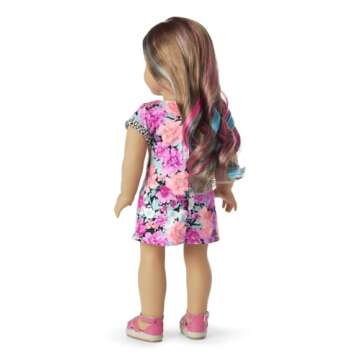 American Girl Truly Me 18-inch Doll #101 with Gray Eyes, Caramel Hair w/Highlights, Lt-to-Med Skin, Dress, For Ages 6+