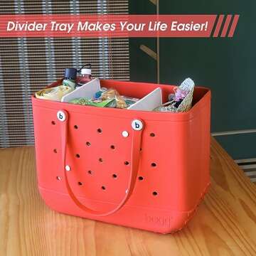 Raymall 2pcs Divider for Bogg Bag Beach Tote, ABS Plastic Divider Tray for XL Bogg Bag Accessories Inserts (White)