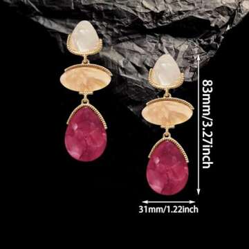 Fashion Rhinestone Shell Drop Dangle Earrings Statement Crystal Geometry Dangling Earrings Rectangle...