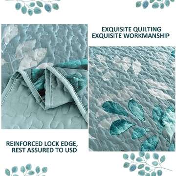 Quilt Set Queen Size,3 Pieces Floral Bedspread Coverlet Set,Soft Microfiber Lightweight Floral Bedding Set