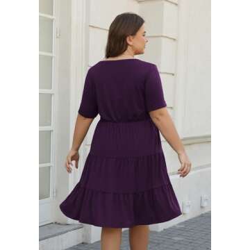 Celkuser Women's Plus Size Summer Dress 2025 Flowy V-Neck A-Line with Pockets Casual Beach, Wedding,...