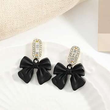 Channel V Bow Earrings: Elegant Rhinestone Jewelry