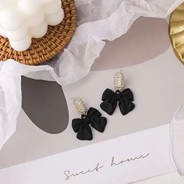Channel V Bow Earrings: Elegant Rhinestone Jewelry