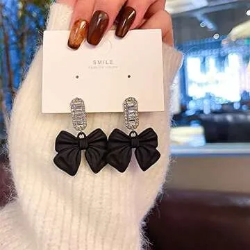 Channel V Bow Earrings: Elegant Rhinestone Jewelry