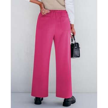 GRAPENT Hot Pink Wide Leg Pants for Women Women Business Casual Outfits Tapered Trousers Women Fall Pants for Women Dress Pants Women High Waisted Pantalones Hot Pink Size Large US Size 12 to Size 14
