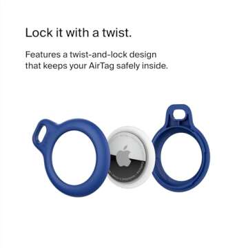 Belkin Apple AirTag Secure Holder with Key Ring, Durable Scratch Resistant Case With Open Face & Raised Edges, 2 count (Pack of 1)