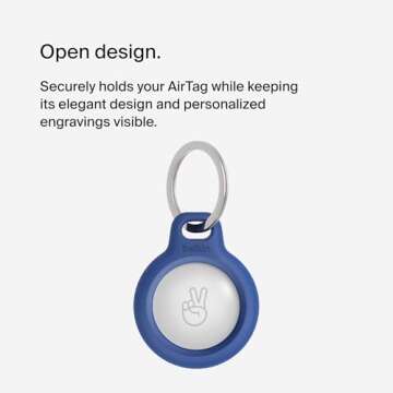 Belkin Apple AirTag Secure Holder with Key Ring, Durable Scratch Resistant Case With Open Face & Raised Edges, 2 count (Pack of 1)