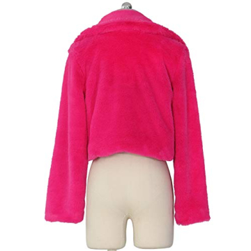 Nihsatin Hot Pink Faux Fur Cropped Jacket for Women