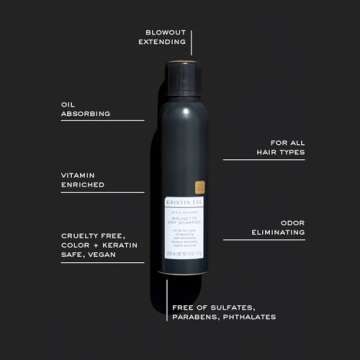 Kristin Ess Hair Brunette Dry Shampoo for Dark + Brown Hair with Vitamin C for all Hair Types - Oil Absorbing + Time Saving Dry Shampoo Powder Spray for all Hair Types, Vegan, 4 fl. oz.