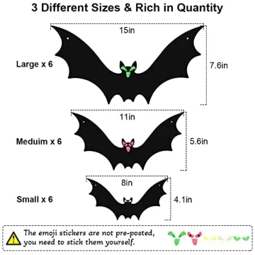 18 Pcs Hanging Bats Halloween Decorations for Outdoor