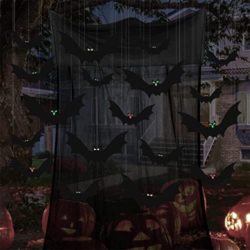 18 Pcs Hanging Bats Halloween Decorations for Outdoor