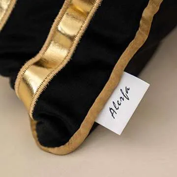 Alerfa Gold Leather Striped Black Throw Pillow Cover 18x18