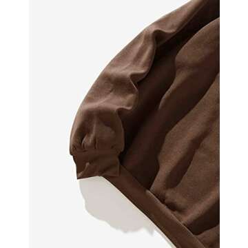 SAFRISIOR Women's Oversized Fleece New York Letter Print Graphic Sweatshirt Long Sleeve Crewneck Pullover Coat, Brown, Medium