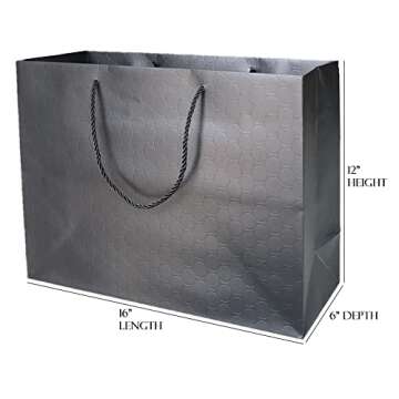 MODEENI Extra Large Gift Bags with Handles Black - 10 Pack - 16x12 Inches - XL Boutique Bags for Sma...