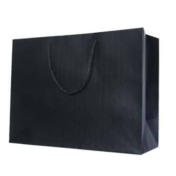 MODEENI Extra Large Gift Bags with Handles Black - 10 Pack - 16x12 Inches - XL Boutique Bags for Small Business - Luxury Paper Shopping Bags - Matte Embossed Finish