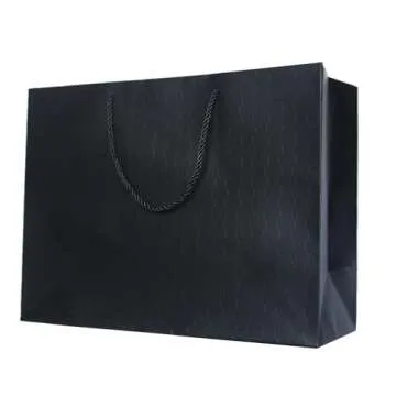 MODEENI Extra Large Gift Bags with Handles Black - 10 Pack - 16x12 Inches - XL Boutique Bags for Small Business - Luxury Paper Shopping Bags - Matte Embossed Finish