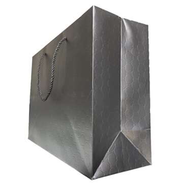 MODEENI Extra Large Gift Bags with Handles Black - 10 Pack - 16x12 Inches - XL Boutique Bags for Small Business - Luxury Paper Shopping Bags - Matte Embossed Finish