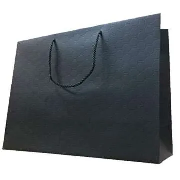 MODEENI Extra Large Gift Bags with Handles Black - 10 Pack - 16x12 Inches - XL Boutique Bags for Small Business - Luxury Paper Shopping Bags - Matte Embossed Finish