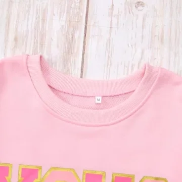 KEKEMI Valentine's Day Sweatshirt For Women Retro XOXO Graphic Sweater Shirts Crewneck Hugs and Kisses Oversized Pullover Top（Pink-164,Small