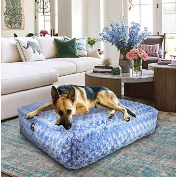 Bessie and Barnie Blue Sky Luxury Extra Plush Faux Fur Rectangle Pet/Dog Bed (Multiple Sizes)